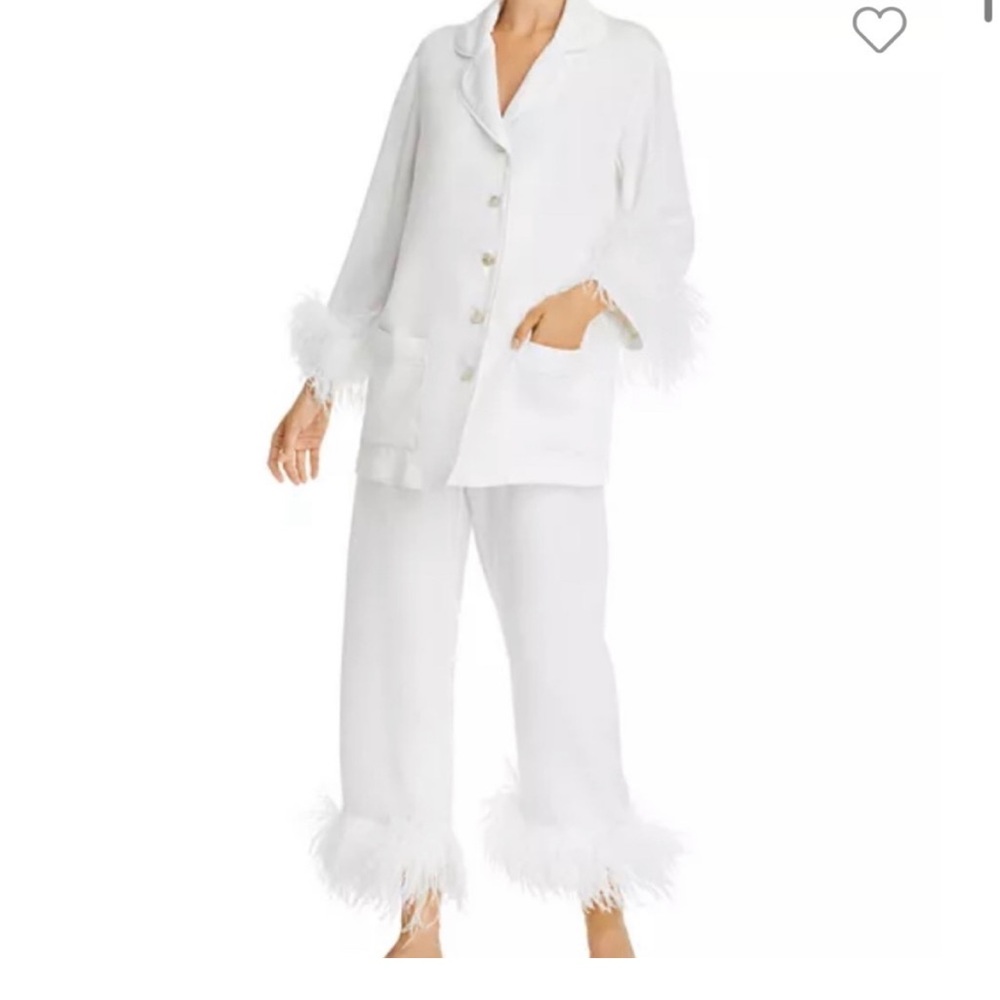 Nadine Merabi Bridal Feather Pajama Set